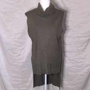 Olive Green Sleeveless Turtleneck Sweater